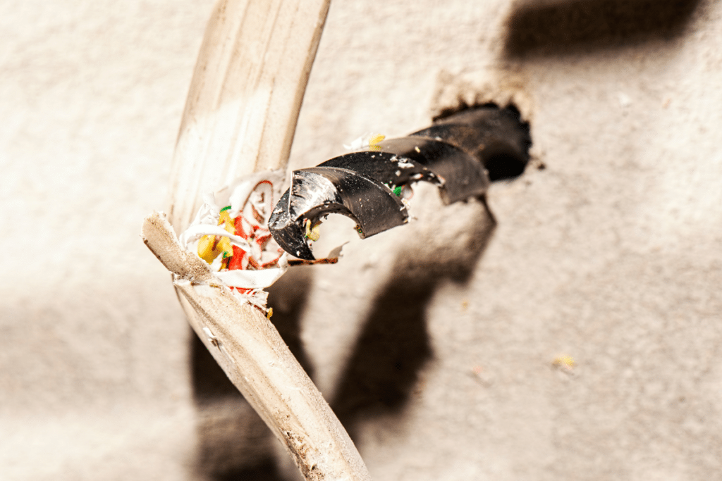 Kabel angebohrt